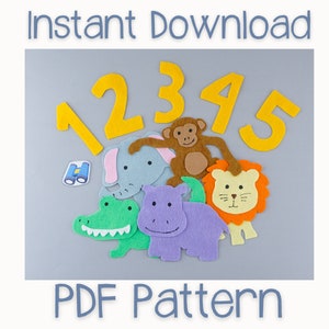 Wild Animal Felt Board Pattern: Jungle Story Time Game (PDF Pattern)
