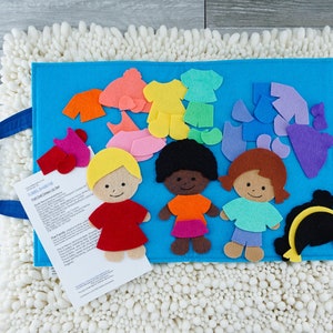 Felt Board Paper Dolls & Clothes Set for Preschool Kids, Felt Board Story Felt People Birthday Gift for Girl or Boy to use on Felt Play Mat