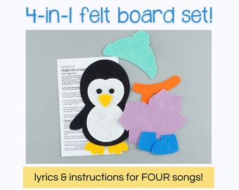 Dress Up Penguin Felt Board Story Circle Time Activity | Winter Weather Circle Time, Seasons, Multi Use Flannel Board Penguin Activity