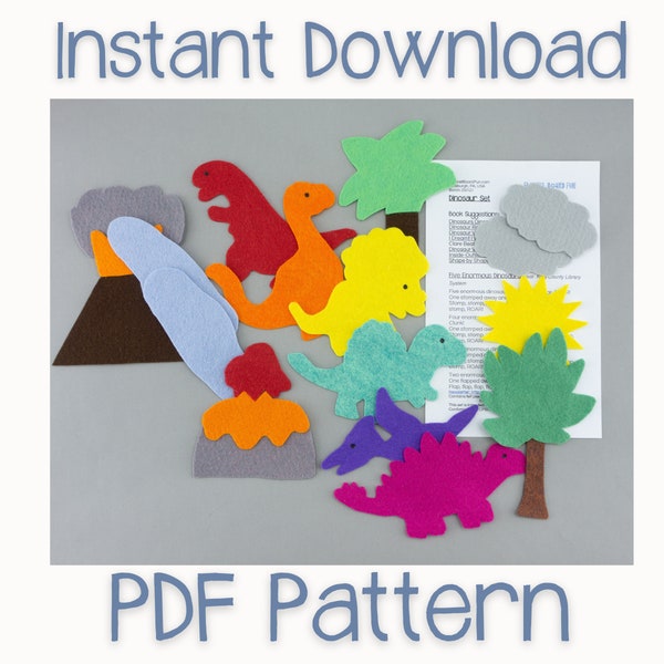 PDF Pattern Dinosaur Felt Board Story Set for Preschool Circle Time & Library Storytime, Digital Download Flannel Board Pattern