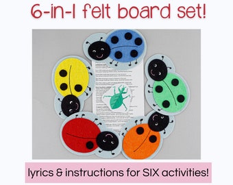 Ladybug Felt Board Story |6-in-1 Felt Board Song and Game for Preschool Teacher Story Time and Circle Time | Colors and Counting Circle Time