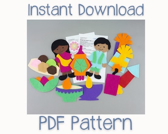Patrón de cuento de Diwali con tablero de fieltro: Patrón en PDF de canción y juego