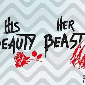 Her Beast His Beauty SVG Eps Schneidedateien Duo Shirts, Belle SVG, passende Shirts