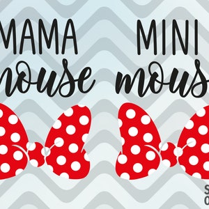 Mama ratón Mini ratón svg eps archivos de corte dúo camisas, camisas a juego