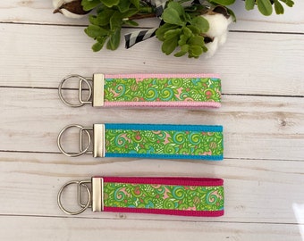 Lilly Inspired Ribbon Key Fob Wristlet