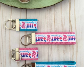 Mermaid Life Ribbon Key Fob Wristlet/ Mini Key Fob