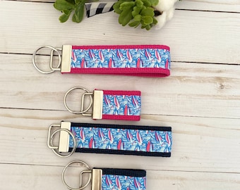 Lilly Inspired Ribbon Key Fob Wristlet/ Mini Key Fob