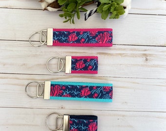 Lilly Inspired Ribbon Key Fob Wristlet/ Mini Key Fob