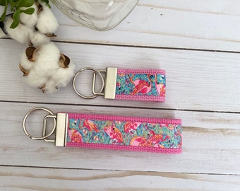 Lilly Inspired Ribbon Key Fob Wristlet/ Mini Key Fob