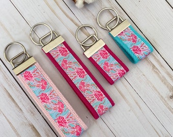 Lilly Inspired Ribbon Key Fob Wristlet/ Mini Key Fob