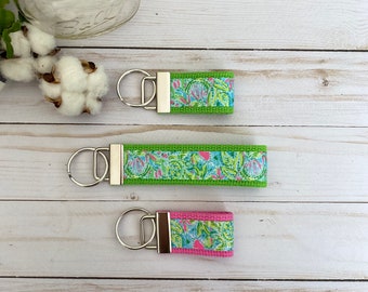 Lilly Inspired Ribbon Key Fob Wristlet/ Mini Key Fob