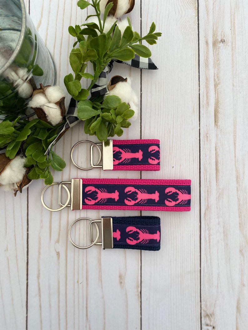 Lobster Ribbon Key Fob Wristlet Mini Key Fob