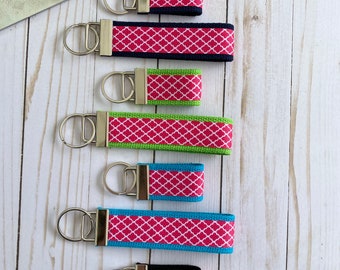 Mini Quatrefoil Ribbon Key Fob Wristlet / Mini Key Fob