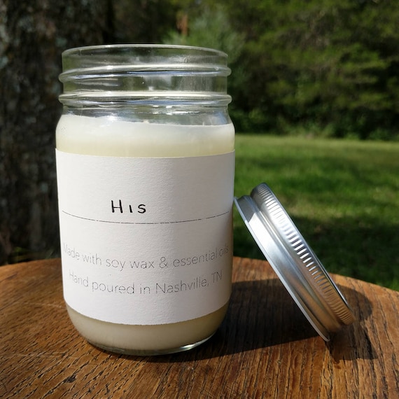 Scent His 10oz handmade soy wax candle Etsy
