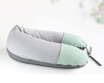 Cojín de lactancia Soft Menta, Almohada de lactancia ergonómico 150cm, Almohada de embarazo, Almohada de bebé lactancia, Regalo para bebés