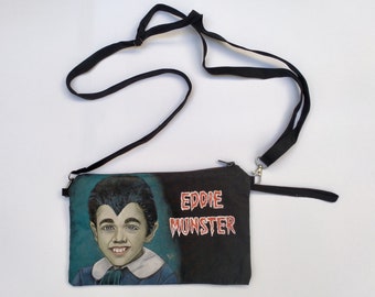 Hand painted fabric bag, Eddie Munster, monster family