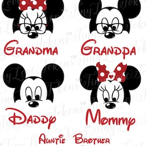 Iron On Disney Face Family Decal (qty ONE)