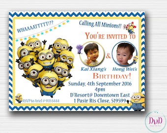 Minions Invitation. Minions Birthday Invitation. Minions Despicable Me Invitation.Minions party, Printable Birthday Invites - DIGITAL FILE