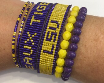 LSU Tigers bracelet, tigers bracelet, LSU jewelry, SEC bracelet, college jewelry, college bracelet