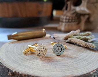 Cufflink for hunter or sports shooter shell - caliber - winchester - hunting - wedding accessory - costume - bullet caliber