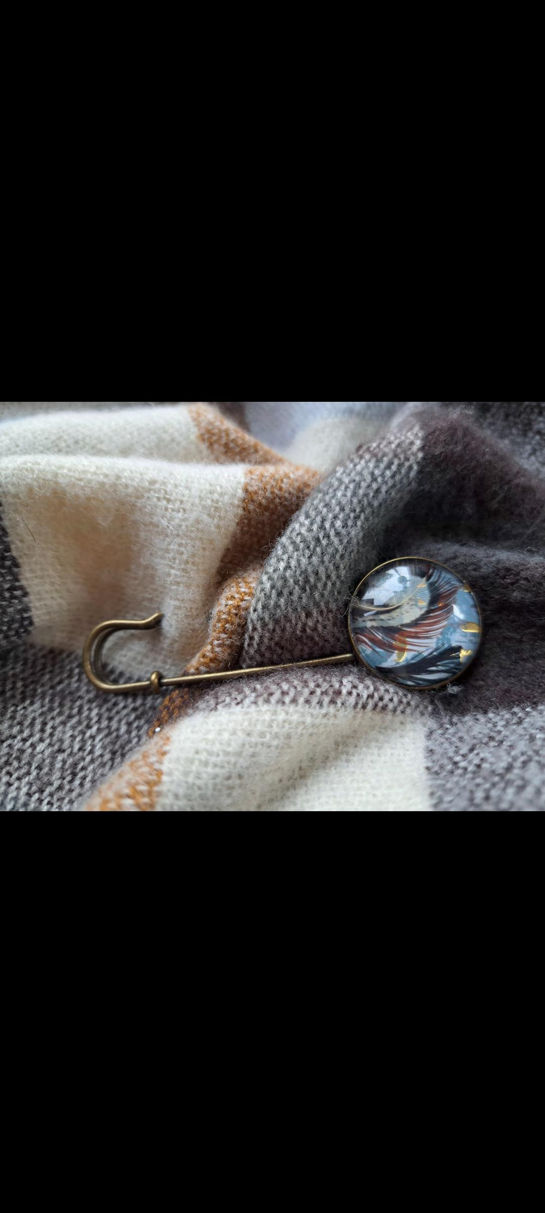 Broche Vintage En Bronze Avec Cabochon - Grand Modèle 30x40mm, Couleur Rose