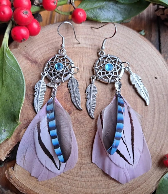 Dream Catcher Earrings Feathers | Sterling Silver Feather Earrings -  Handmade Drop - Aliexpress