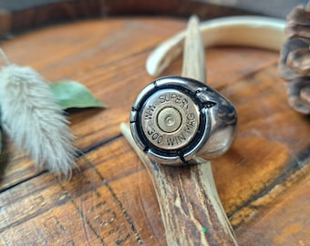 Signet ring for hunter or sports shooter - caliber - winchester - hunting - wild boar and deer hunter - woodcock - bullet caliber