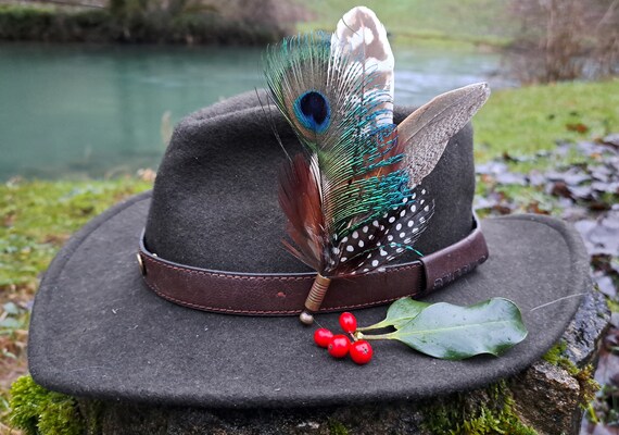 Feather Hat Pin Feather Brooch Fedora Hat Lapel Pin Handmade Brooch Country  Apparel 