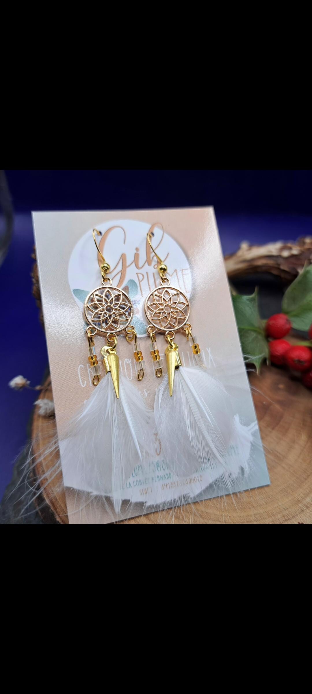 Orecchini Lunghi Vintage Acchiappasogni Con Perline Di Cristallo Blu E Piume - Gioielli Bohémien In Argento 925 Per Donna
