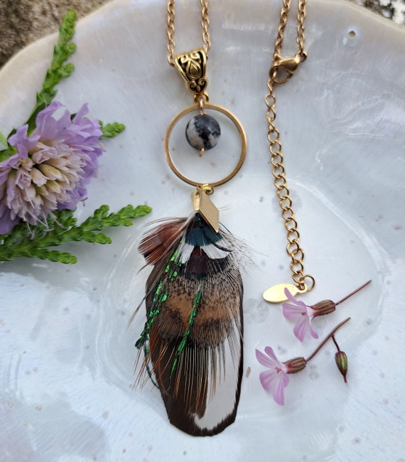 Collier acier inoxydable pendentif plume et médaille étoile