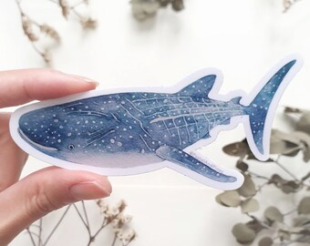 Sticker walvishaai, sticker walvis, sticker oceaan, vinylstickers, cadeau voor haar, leuke stickers, laptopsticker, cadeaus onder de 5, cadeau voor duikers