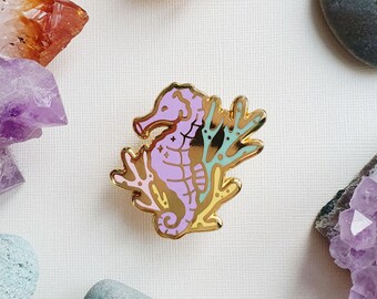 Schattig zeepaardje koraalrif pin, paarse zeepaardje kraag pin, kawaii zeepaardje cadeau, Ocean Lover emaille pins, cadeau onder de 20 voor duiker, Sea Life