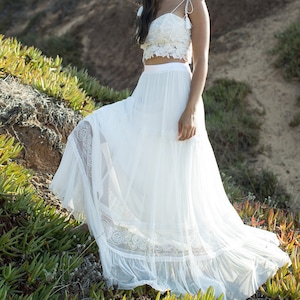 Boho Wedding Dress, White Skirt, Wedding Skirt, Tulle Skirt, Bridal Skirt, Lace Wedding Skirt, Maxi Skirt, Bridal Separates, White Separates