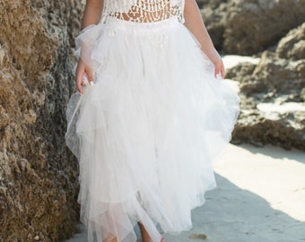 Boho Tulle Wedding Skirt: Ruffle Bridal Separates
