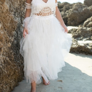 Boho Wedding Dress, Wedding Skirt, Tulle Skirt, White Skirt, Boho Wedding Skirt, Ruffle Skirt, Bridal Separates, Bridal Two Piece, Ivory