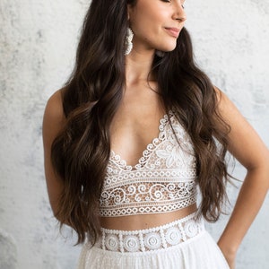 Bridal Separates, Bridal Top, Boho Wedding Top, Alternative Wedding Dress, Ivory Crop Top, Lace Crop Top, Bridal Bodice, Hippie Bridal Top
