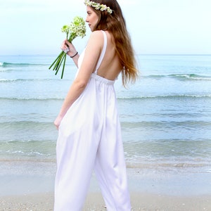 White Wedding Suit, Womens Jumpsuit, White Jumpsuit, Boho Wedding, Women Wedding Suit, Alternative Wedding Dress, Women White Romper, Bridal image 1