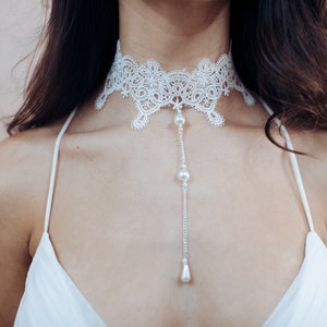 Choker, Lace Bridal Jewelry, Lace Choker, White Choker Necklace, Wedding Choker Necklace, Boho Bridal Jewelry, Bridal Shower Gift For Bride