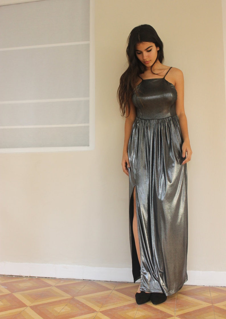 Prom Dress Maxi Dress Cocktail Dress Silver Dress Maxi Etsy