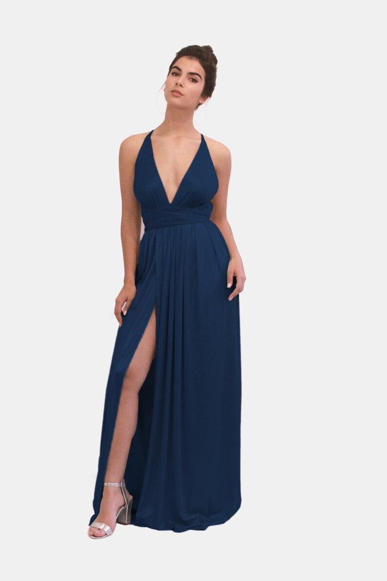 Navy Blue Prom Dress Maxi Dress Bridesmaid Dress Long Dress Navy Blue Evening Dress Party Dress Blue Open Back Dress Evening Dress