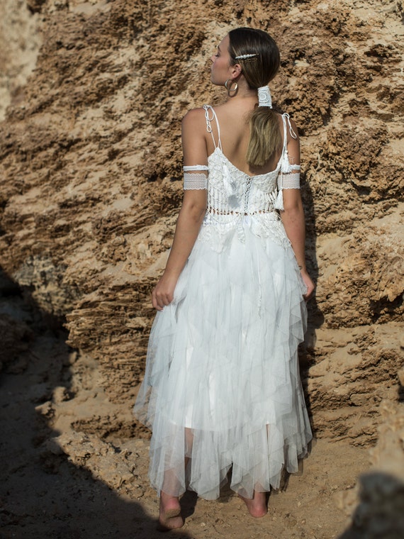Two Piece White Tulle Ruffle Skirt Wedding Dress Two Piece White Tulle Ruffle Skirt Wedding Dress