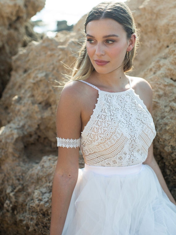 Two Piece Wedding Bridal Lace Top - Etsy Israel