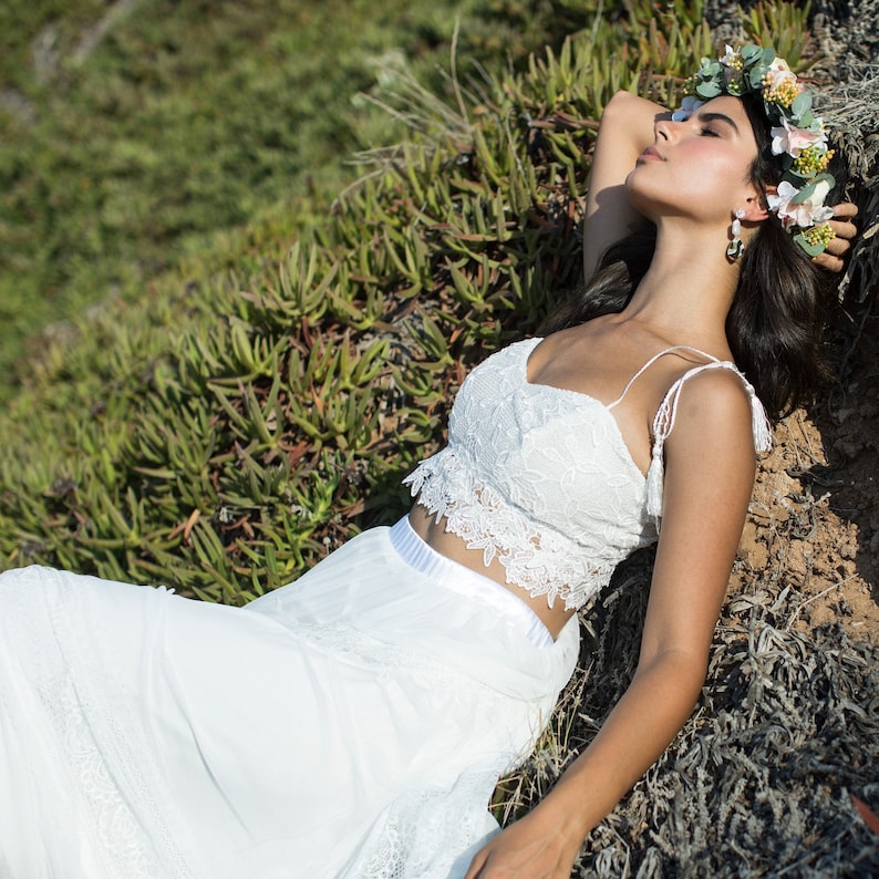 Boho Hochzeitskleid, Weißer Rock, Hochzeitsrock, Tüllrock, Brautrock, Spitze Hochzeitsrock, Maxirock, Braut getrennt, Weiß L