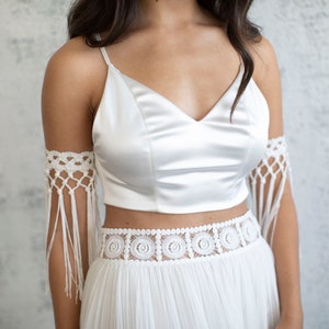 Bridal Separates, Bridal Bodice, Bridal Top, White Separates, Alternative Wedding Dress, Silk Satin Crop Top, Boho Bridal Top, Elopement