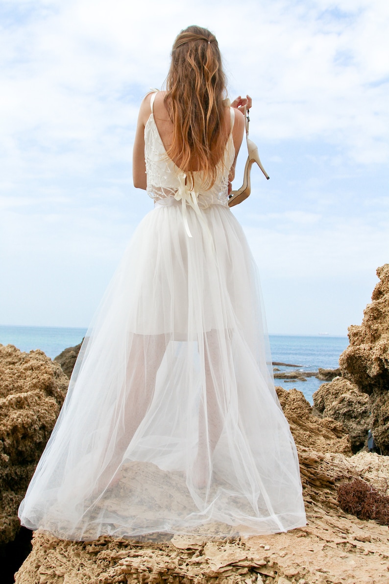 Beach Wedding Dress Boho Wedding Dress Bridal Separate - Etsy