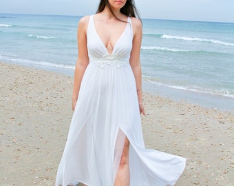 Ivory Wedding Dress, Boho Wedding Dress, Wedding Dress, Beach Wedding Dress, Bridal Dress, Off-White Bridal Gown, Long Wedding Dress, White