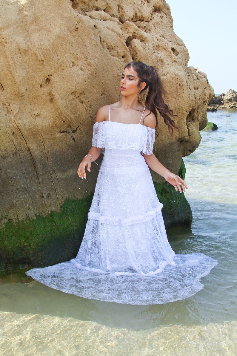 Lace Wedding Dress, Boho Wedding Dress, Wedding Dress, Beach Wedding Dress, White Wedding Dress, Vintage Wedding Dress, Long Wedding Dress image 2