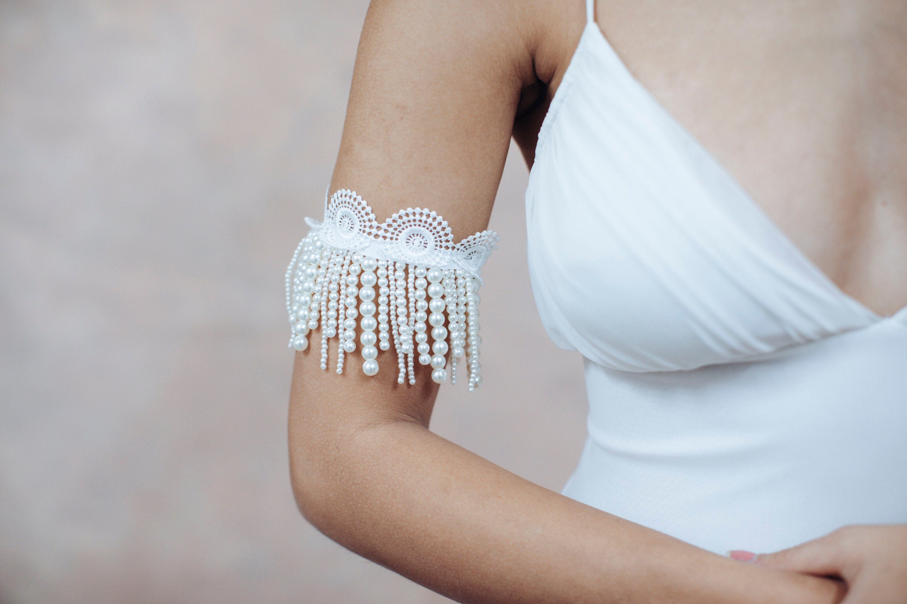 Wedding Dress Sleeves, Pearl Bracelet Cuff, Detachable Sleeve, Add On, Boho Shoulder Necklace, Bridal Body Jewelry, Bachelorette Party Gift