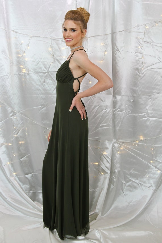 olive green long dress