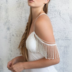 Wedding Dress Sleeves, Boho Bridal Accessories, Off Shoulder Sleeves, Bohemian Wedding Sleeves, Shoulder Jewelry, Detachable Sleeves, Pearls